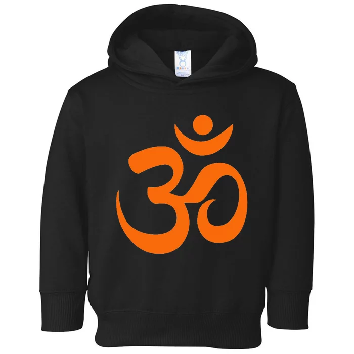 Om Omkar Aum Symbol Orange Graphic Spiritual Yoga Meditation Toddler Hoodie