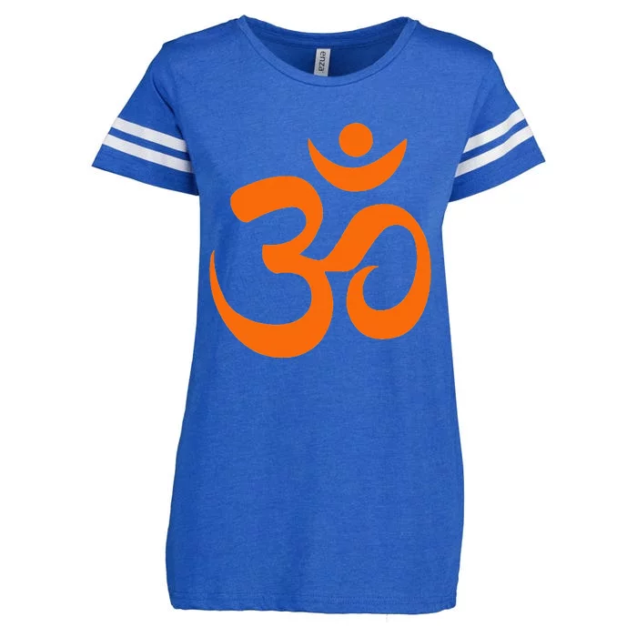 Om Omkar Aum Symbol Orange Graphic Spiritual Yoga Meditation Enza Ladies Jersey Football T-Shirt