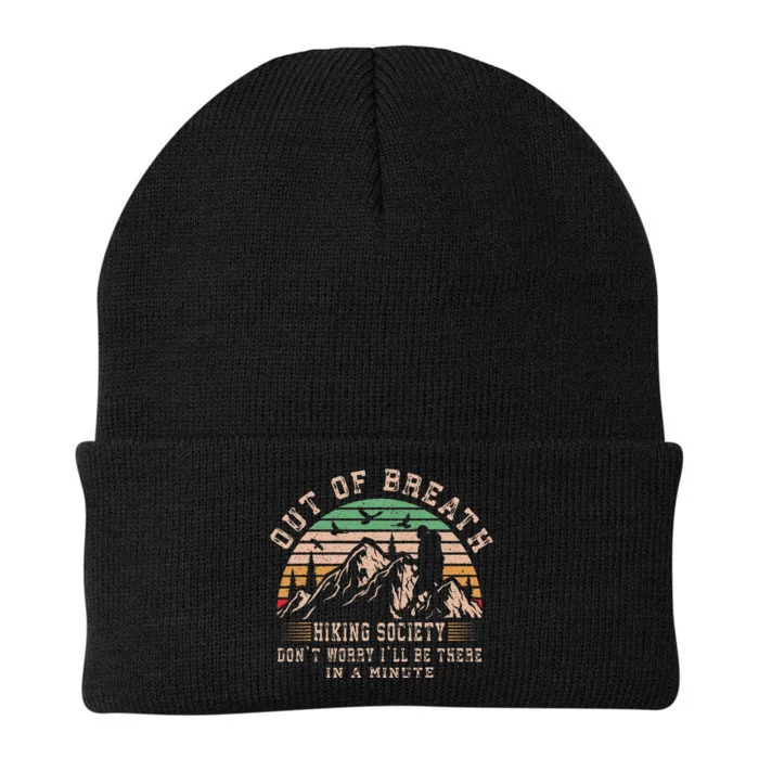 Out Of Breath Hiking Society For Women Hiker Nature Love Gift Knit Cap Winter Beanie