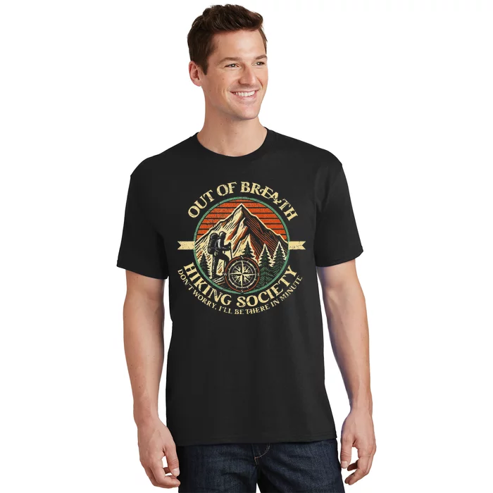 Out Of Breath Hiking Society Funny Outdoor Hikers T-Shirt