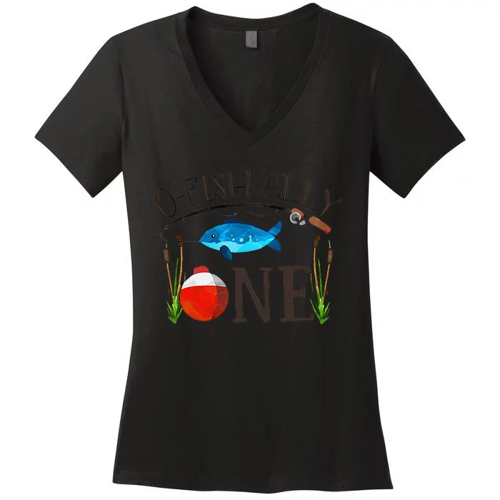 Ofishally ONE Baby O Fish Ally ONE Women's V-Neck T-Shirt