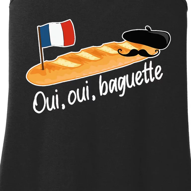 Oui Oui Baguette French Bread France Lover Francophile Ladies Essential Tank