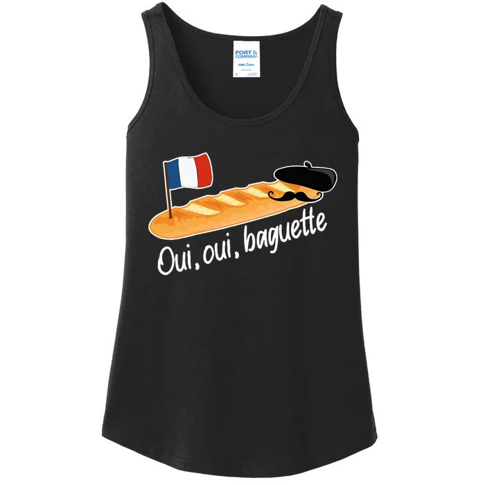 Oui Oui Baguette French Bread France Lover Francophile Ladies Essential Tank