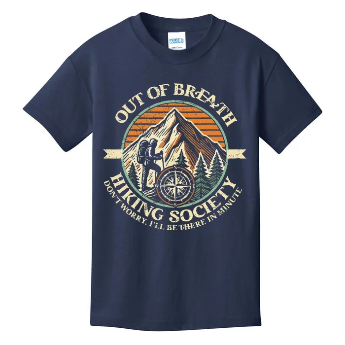 Out Of Breath Hiking Society Funny Mountain Outdoor Hikers Kids T-Shirt