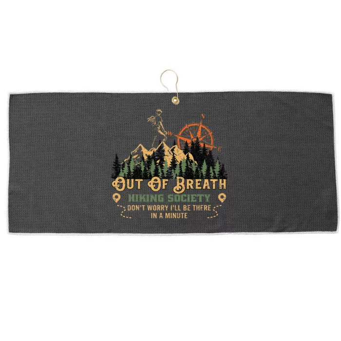 Out Of Breath Hiking Society Large Microfiber Waffle Golf Towel