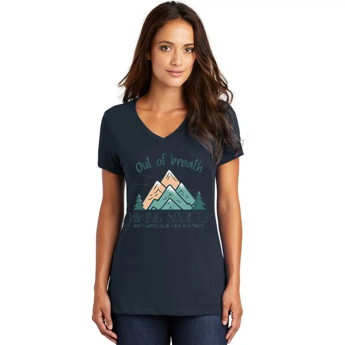 Out Of Breath Hiking Society Hiker Women's V-Neck T-Shirt