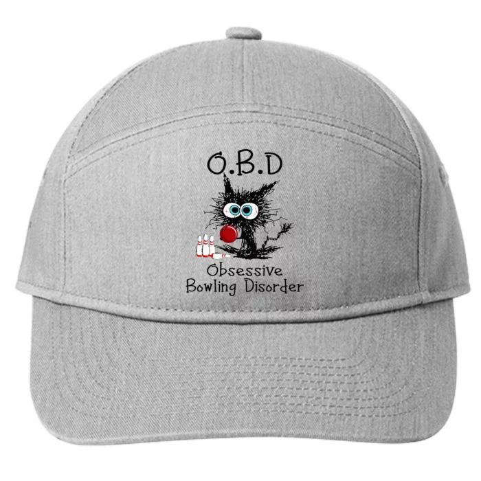 OBD Obsessive Bowling Disorder Funny Black Cat Bowling 7-Panel Snapback Hat