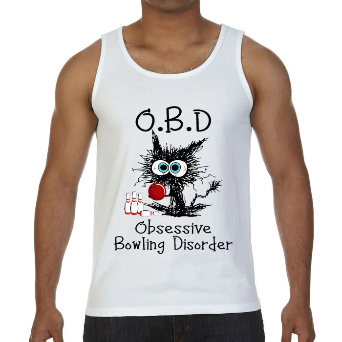 OBD Obsessive Bowling Disorder Funny Black Cat Bowling Comfort Colors® Tank Top