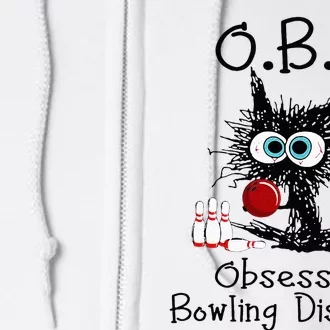 OBD Obsessive Bowling Disorder Funny Black Cat Bowling Full Zip Hoodie