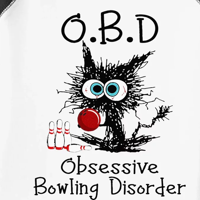 OBD Obsessive Bowling Disorder Funny Black Cat Bowling Infant Baby Jersey Bodysuit