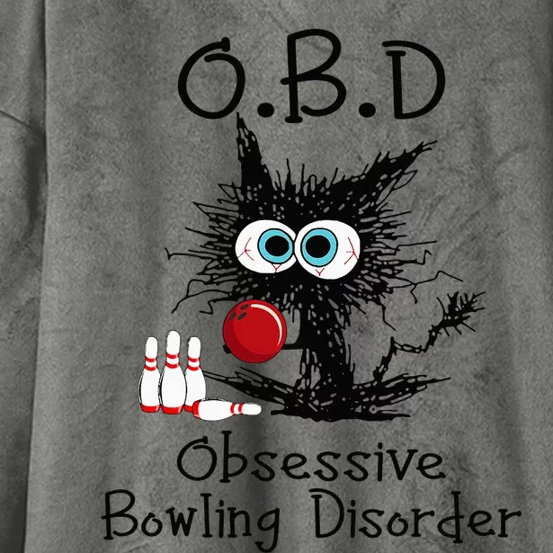 OBD Obsessive Bowling Disorder Funny Black Cat Bowling Hooded Wearable Blanket