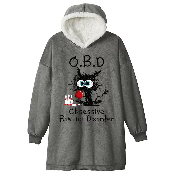 OBD Obsessive Bowling Disorder Funny Black Cat Bowling Hooded Wearable Blanket