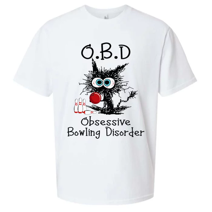 OBD Obsessive Bowling Disorder Funny Black Cat Bowling Sueded Cloud Jersey T-Shirt