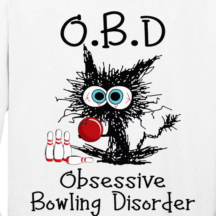 OBD Obsessive Bowling Disorder Funny Black Cat Bowling Long Sleeve Shirt