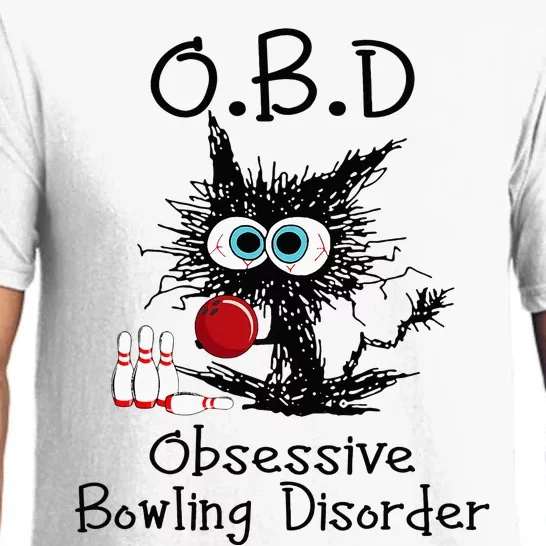 OBD Obsessive Bowling Disorder Funny Black Cat Bowling Pajama Set