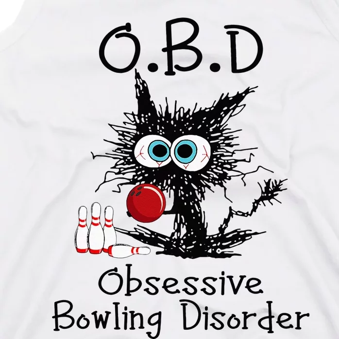 OBD Obsessive Bowling Disorder Funny Black Cat Bowling Tank Top