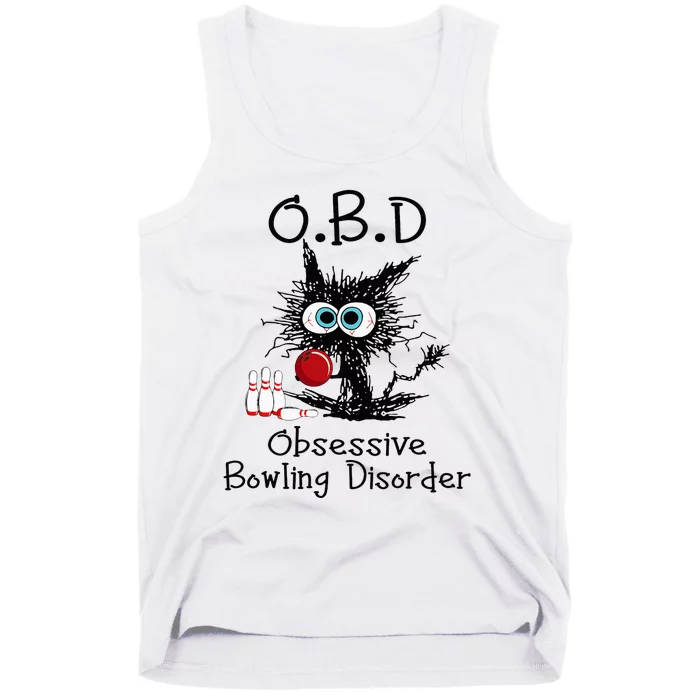 OBD Obsessive Bowling Disorder Funny Black Cat Bowling Tank Top