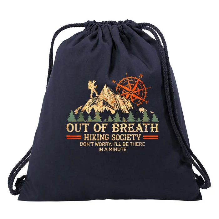 Out Of Breath Hiking Society Drawstring Bag