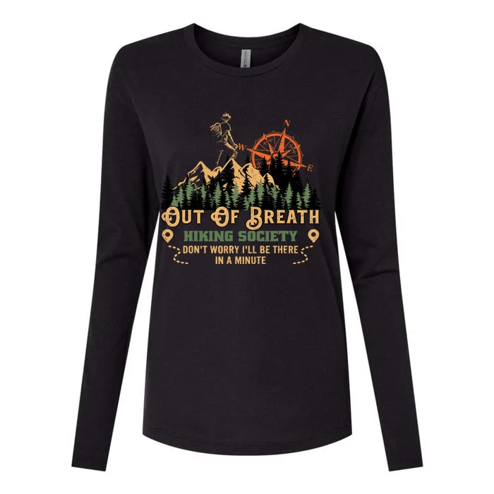 Out Of Breath Hiking Society Womens Cotton Relaxed Long Sleeve T-Shirt