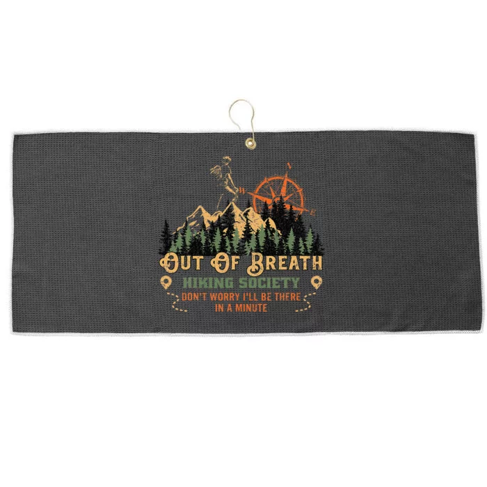 Out Of Breath Hiking Society Large Microfiber Waffle Golf Towel