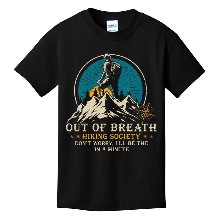 Out Of Breath Hiking Society Kids T-Shirt