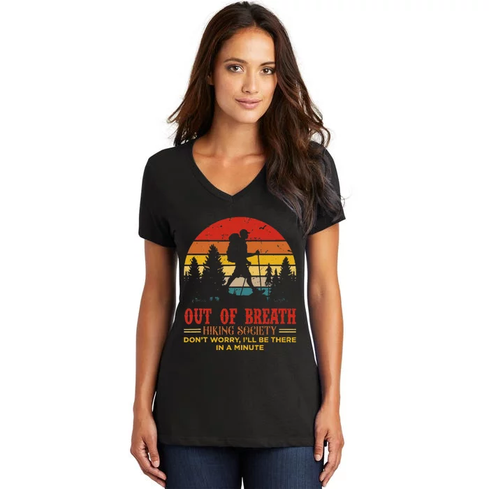 Out Of Breath Hiking Society Women's V-Neck T-Shirt