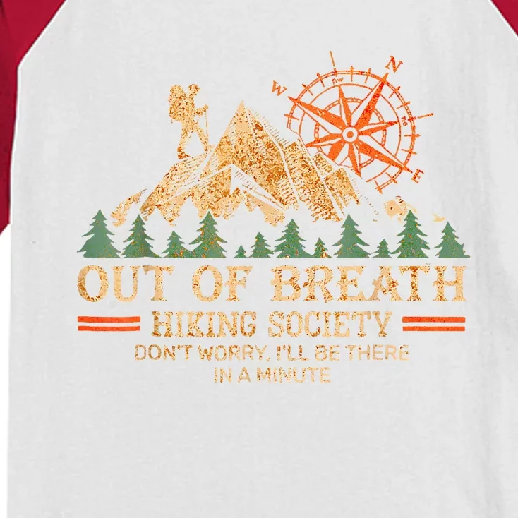 Out Of Breath Hiking Society Ill Be Re In A Minute Kids Colorblock Raglan Jersey