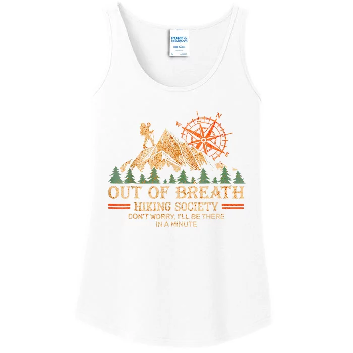 Out Of Breath Hiking Society Ill Be Re In A Minute Ladies Essential Tank