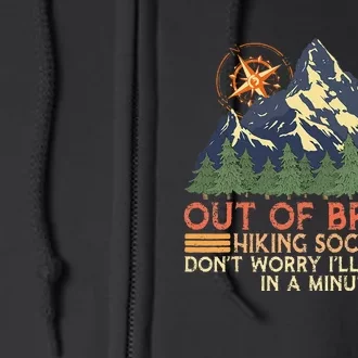 Out of Breath Hiking Society Mountain Hiking Hiker Full Zip Hoodie