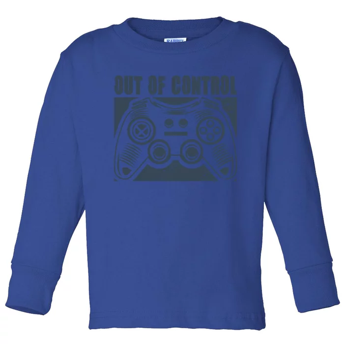 Out Of Control Funny Gaming Quote Retro Video Games Graphic Gift Toddler Long Sleeve Shirt