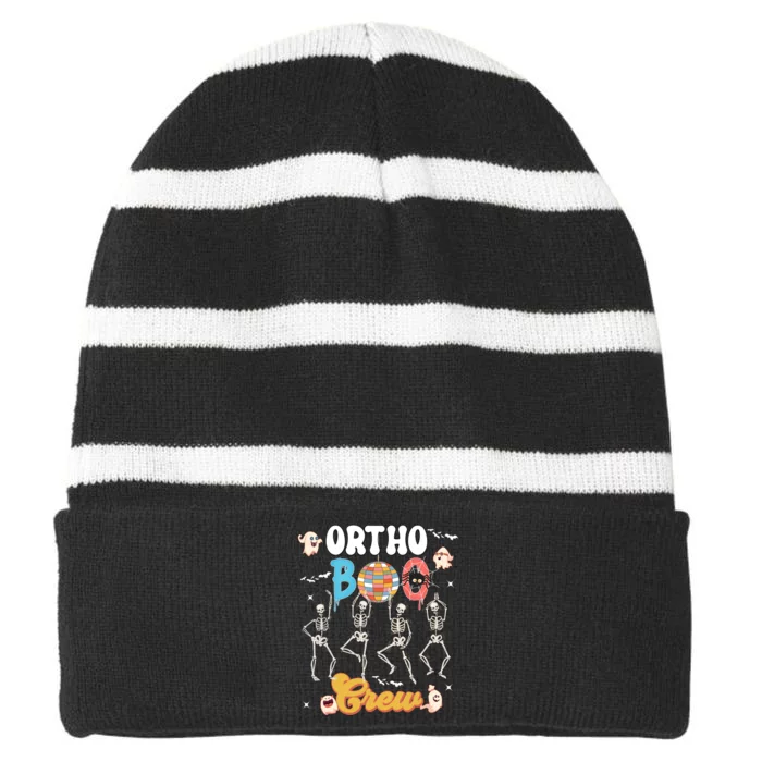 Ortho Orthopedic Chiropractor Halloween Boo Crew Matching Striped Beanie with Solid Band