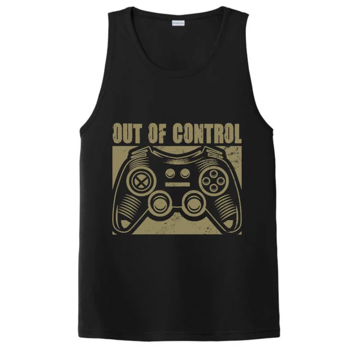 Out Of Control Funny Gaming Quote Retro Video Games Graphic Gift Performance Tank