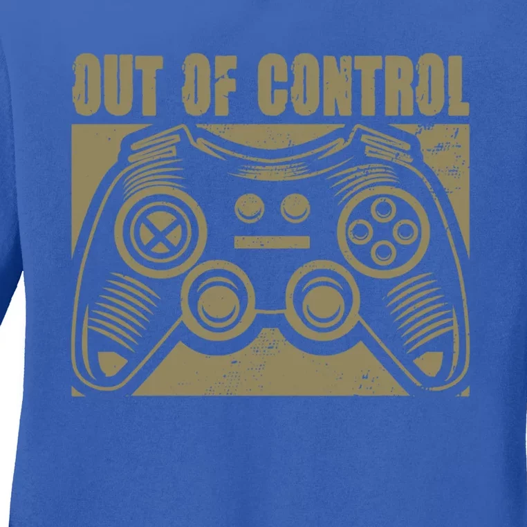 Out Of Control Funny Gaming Quote Retro Video Games Graphic Gift Ladies Long Sleeve Shirt