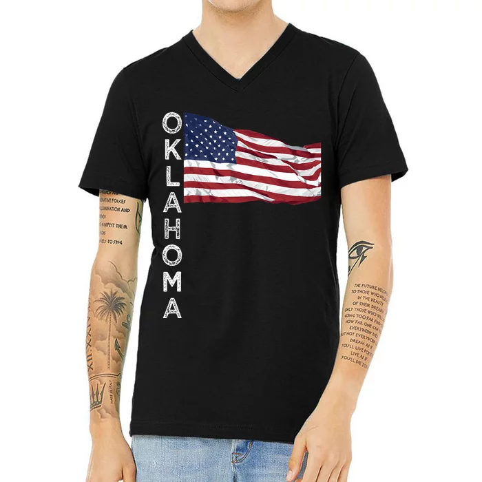 Ok Oklahoma City Sooner State Oklahoman Okie Tulsa Norman V-Neck T-Shirt