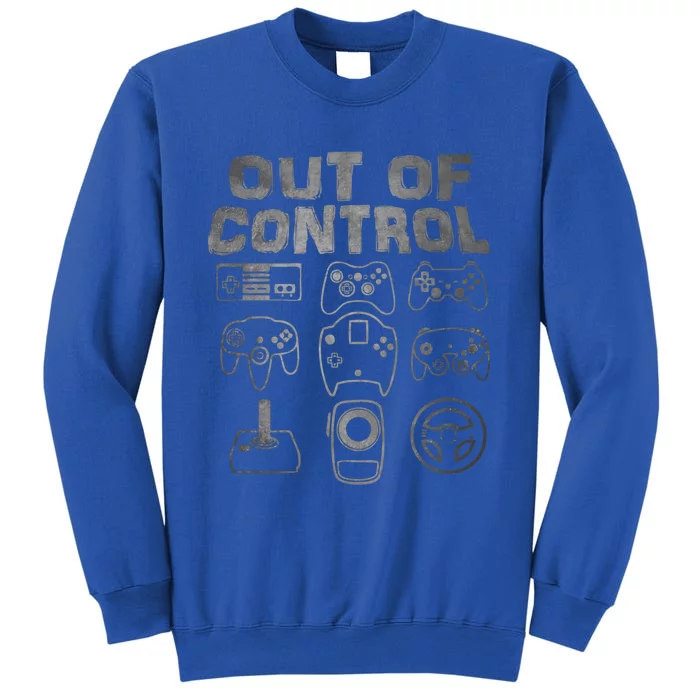 Out Of Control Funny Retro Video Game Player Teen Boy Gaming Gift Tall Sweatshirt