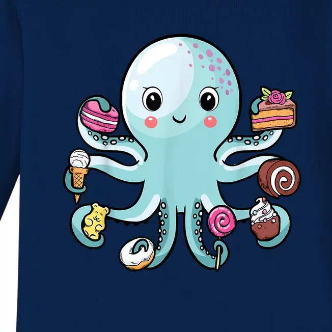 funny Octopus shirts Octopus Cake Tentacles Marine Animals Children Baby Long Sleeve Bodysuit