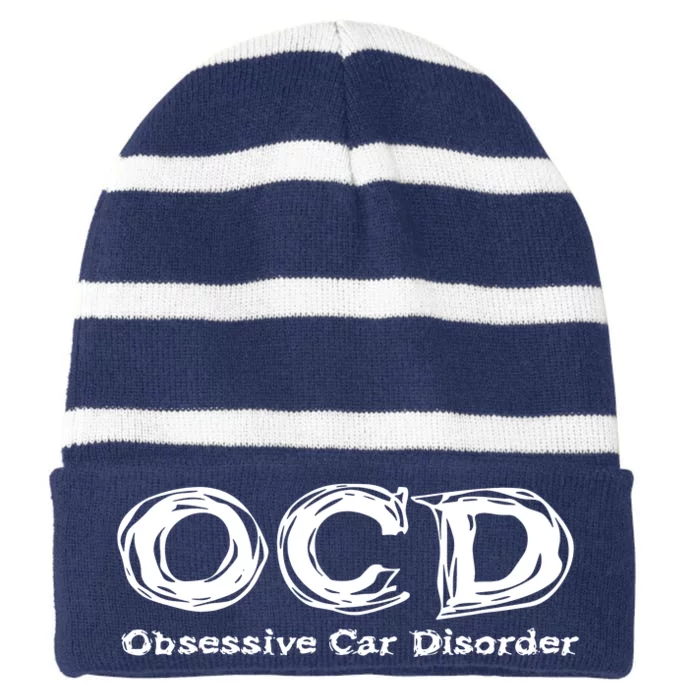 Ocd Obsessive Car Disorder Striped Beanie with Solid Band