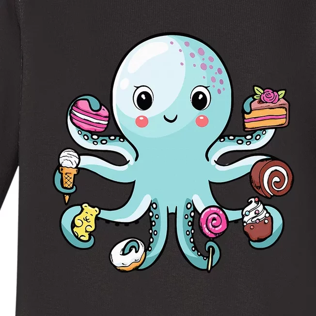 Octopus Octopus Cake Tentacles Marine Animals Children Baby Long Sleeve Bodysuit