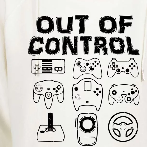 Out Of Control Funny Retro Video Game Player Teen Boy Gaming Gift Womens Funnel Neck Pullover Hood