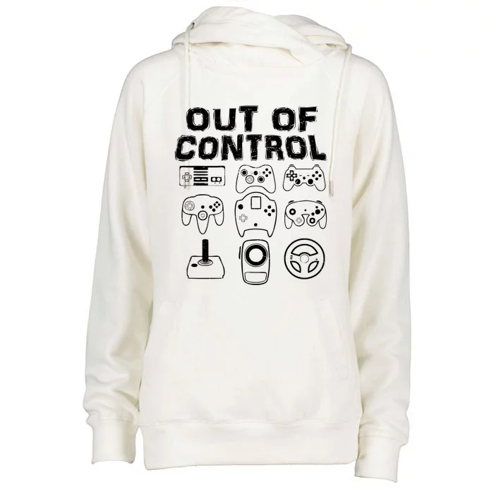 Out Of Control Funny Retro Video Game Player Teen Boy Gaming Gift Womens Funnel Neck Pullover Hood