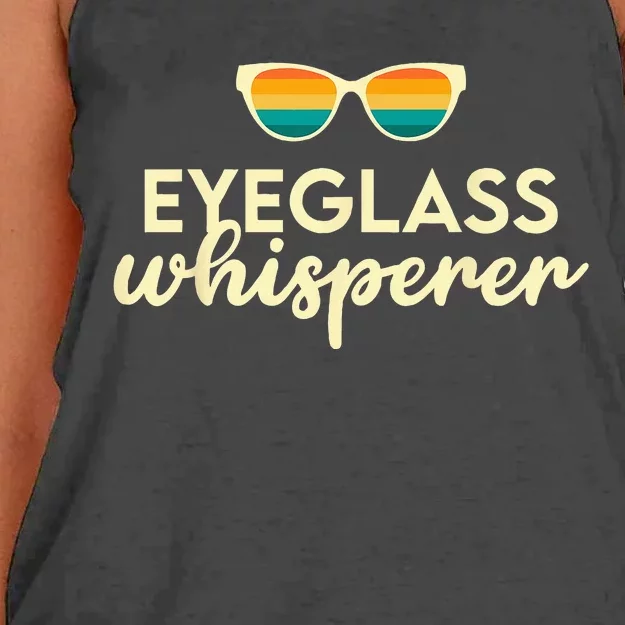 Ophthalmologist Optometrist Eyeglass Whisperer Optician Women's Knotted Racerback Tank