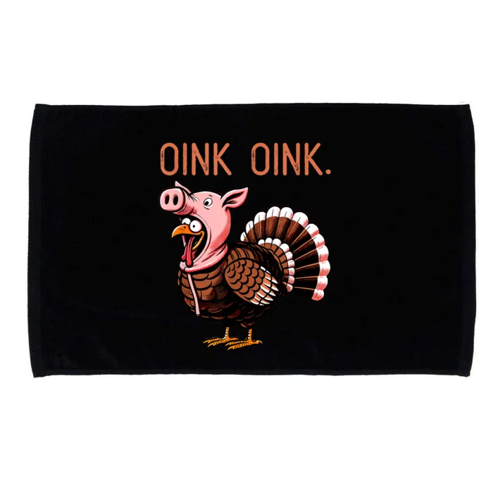 Oink Oink Funny Thanksgiving Turkey In A Pig Disguise Microfiber Hand Towel