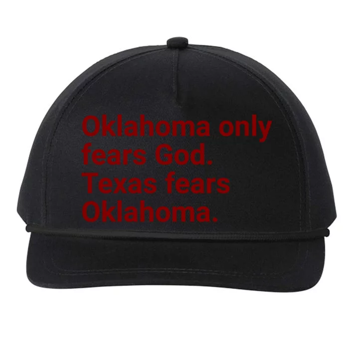 Oklahoma Only Fears God Texas Fears Oklahoma Snapback Five-Panel Rope Hat