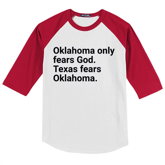 Oklahoma Only Fears God Texas Fears Oklahoma Kids Colorblock Raglan Jersey