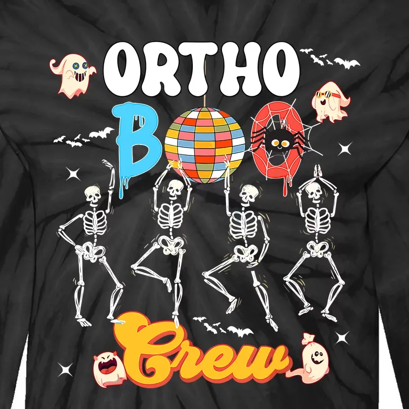 Ortho Orthopedic Halloween Boo Crew Skeleton Dancing Nurse Tie-Dye Long Sleeve Shirt