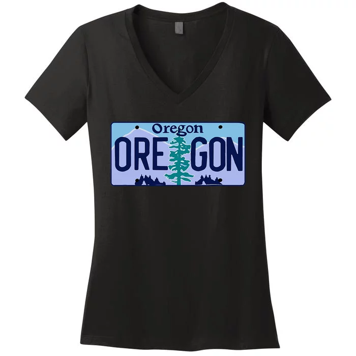 Oregon OR License Plate Classic Women's V-Neck T-Shirt