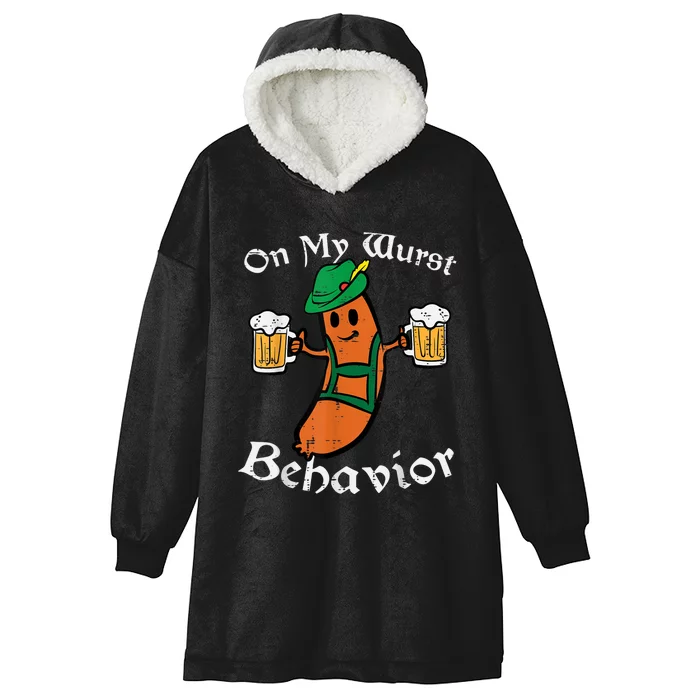 Oktoberfest On My Wurst Behavior Funny German Hooded Wearable Blanket