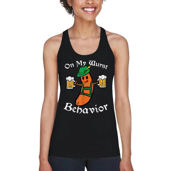 Oktoberfest On My Wurst Behavior Funny German Women's Racerback Tank