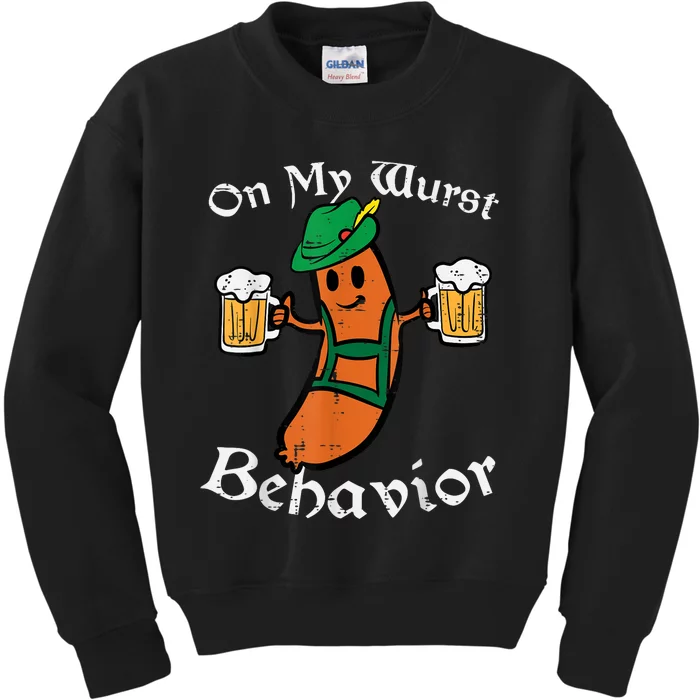 Oktoberfest On My Wurst Behavior Funny German Kids Sweatshirt