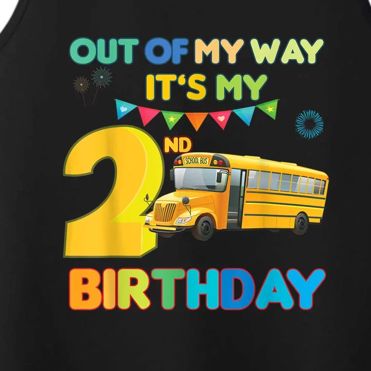 Out Of My Way It's My 2nd Birthday School Bus Theme Party Performance Tank